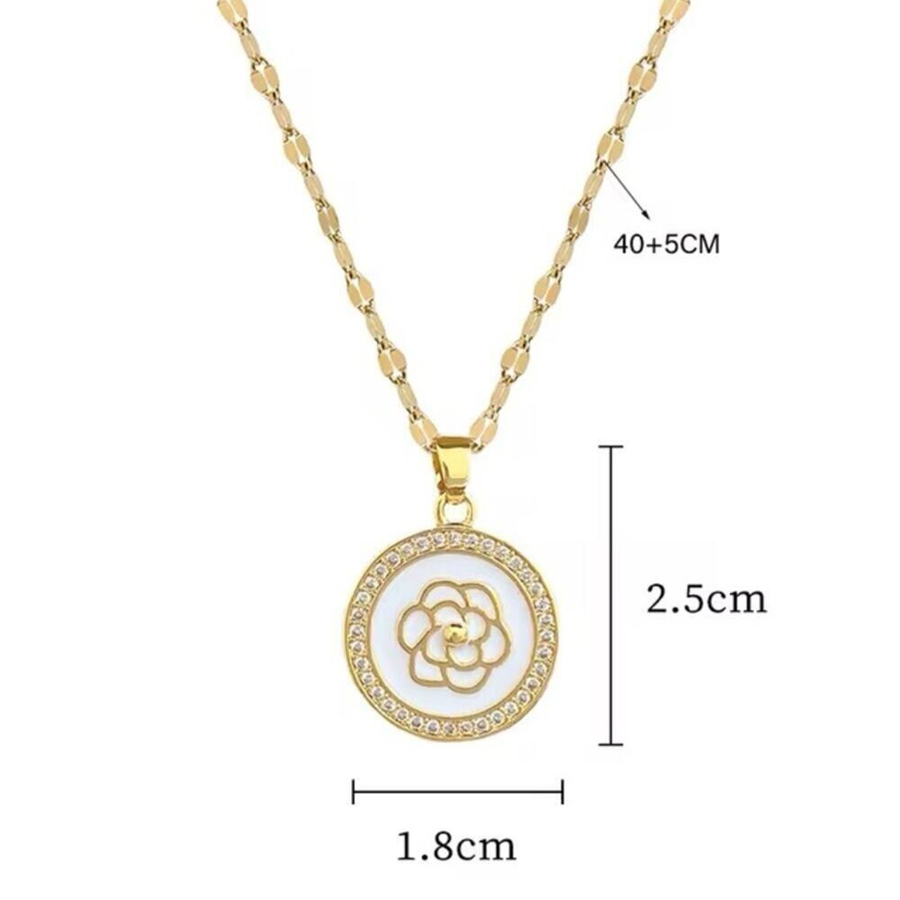 18K Gold Plated Camellia Flower Pendant Necklace - Picture 7 of 7